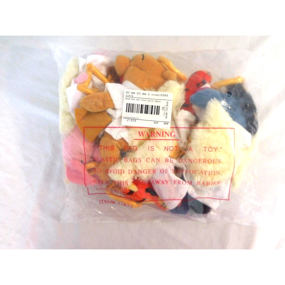 Disney Winnie the Pooh Choir Angel Mini Bean Bag Set Complete New